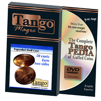 Expanded Shell Coin 50 Cent Euro (Two Sides w/DVD) by Tango - Trick (E0004)