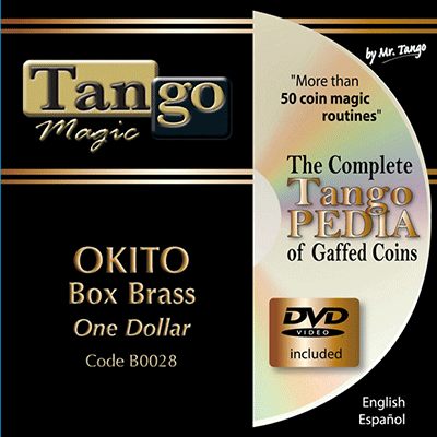 Okito Coin Box (BRASS w/DVD)(B0028) One Dollar by Tango Magic - Trick