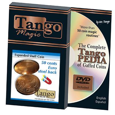 Expanded Shell Coin (50 Cent Euro, Steel Back w/DVD) by Tango Magic - Trick (E0005)
