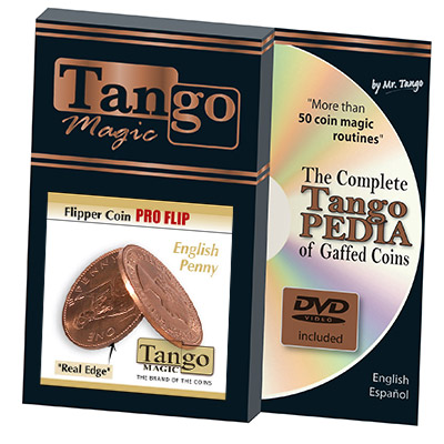 Flipper coin Pro Flip English Penny (w/DVD)(D0102) by Tango - Trick (D0106)