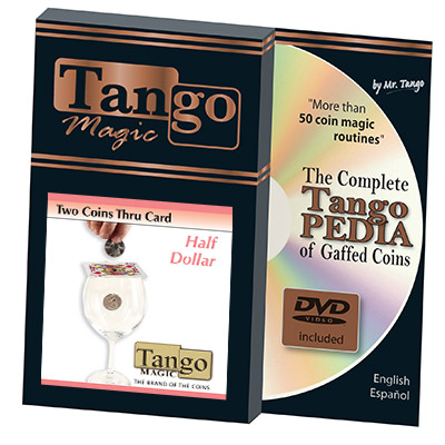 Two Coins Thru Card (w/DVD)(D0018) (Half Dollar) by Tango - Trick