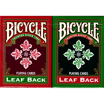 Bicycle Leaf Back Holiday Decks (6 pack contain 3 Red and 3 Green) by USPCC - Trick