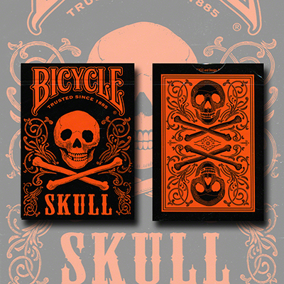 картинка Bicycle Skull Metallic (Orange) USPCC by Gambler's Warehouse - Trick от магазина Одежда+