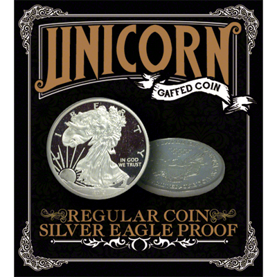 Regular coin; Silver Eagle Proof by Unicorn Gaffed Coin - Trick