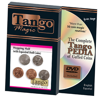 Hopping Half with Expanded Shell Coins & English Penny (w/DVD) D0059 by Tango - Trick