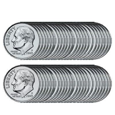 картинка U.S. Dimes, ungimmicked roll of 50 coins от магазина Одежда+