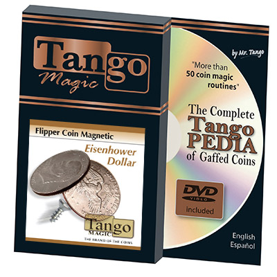 Magnetic Flipper Coin Eisenhower Dollar (w/DVD)(D0041) by Tango - Trick