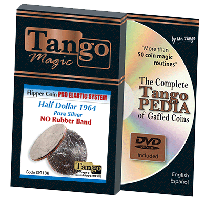 Flipper Coin Pro Elastic Half Dollar 1964 (w/DVD) (D0138) by Tango - Trick