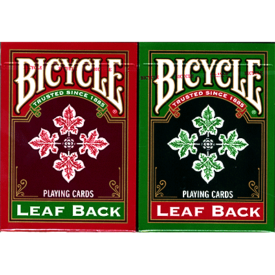картинка Bicycle Leaf Back Holiday Decks (6 pack contain 3 Red and 3 Green) by USPCC - Trick от магазина Одежда+