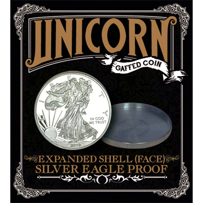картинка Expanded shell; Silver Eagle Proof (Head) by Unicorn Gaffed Coin - Trick от магазина Одежда+